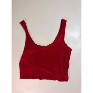 Threads Corduroy Crop Top Women Small Red Excellent Scoop Neck Sleeveless Ribbed